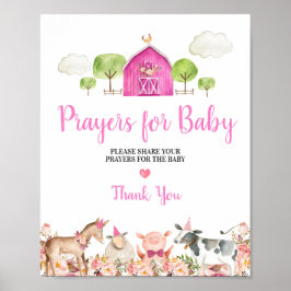 Rosa Farm House Animals Barnyard Prayers för Baby Poster