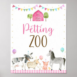 Rosa Farm Petting Zoo Birthday-tecken Poster