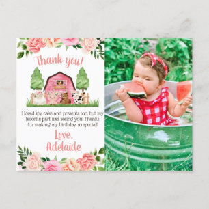 Rosa Farm Photo 1st Birthday Tack Postcard Vykort