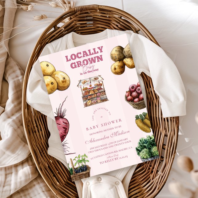 Rosa Farmers Market Baby Shower Inbjudningar (Skapare uppladdad)