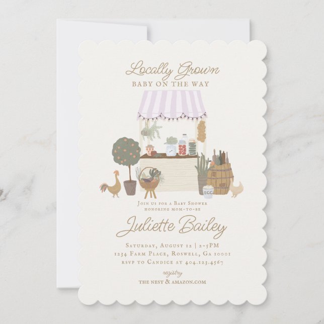 Rosa Farmers Market Farm Baby Shower-inbjudan Inbjudningar (Framsida)