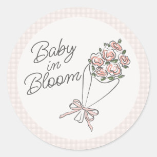 Rosa Färsk Blommigt Babykläder på blomman Runt Klistermärke
