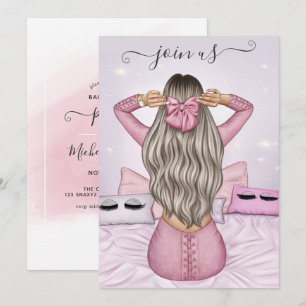 Rosa Fashionista Sällskapsdam Invitation Inbjudningar