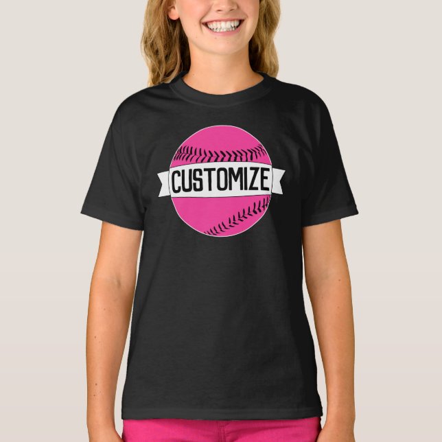 Rosa Fastpitch Softball Team, Player och nummer T Shirt (Framsida)