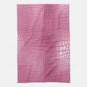 Rosa Faux Alligator Animal Print Kökshandduk