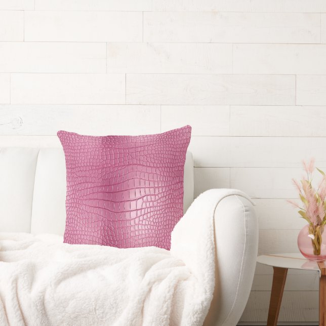 Rosa Faux Alligator Animal Print Kudde (Soffa)