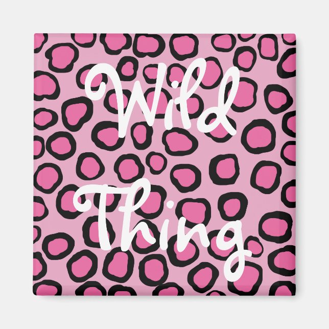 Rosa Faux Animal Print Vild Sak Magnet (Framsidan)