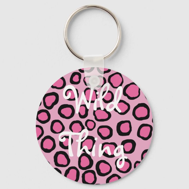 Rosa Faux Animal Spots Print Vild Sak Nyckelring (Framsida)
