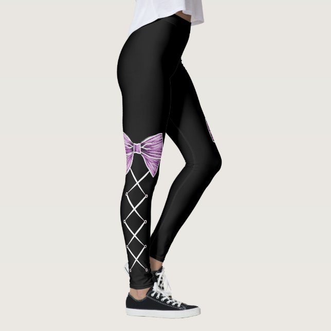 Rosa Faux Bow Laced Up Spandex Leggings (Höger)