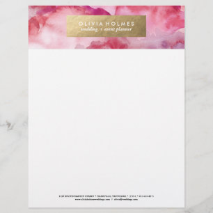 Rosa Faux Foil Watercolor Letterhead Brevhuvud