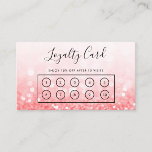 Rosa Faux Glitter Anpassningsbar Loyalty Card Visitkort