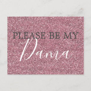 Rosa Faux Glitter Dama Quinceanera Frieri Inbjudan Vykort