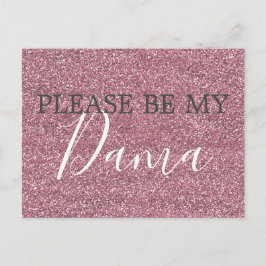 Rosa Faux Glitter Dama Quinceanera Frieri Inbjudan Vykort
