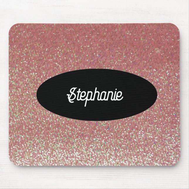 Rosa Faux Glitter eget namn Mousepad Musmatta (Framsidan)