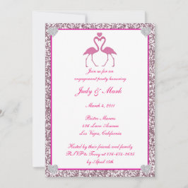 Rosa Faux Glitter Flamingo Förlovningsfest Inbjuda Inbjudningar