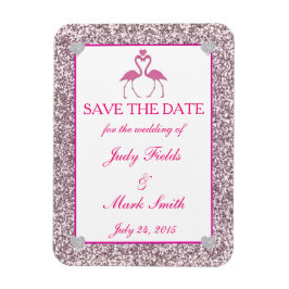 Rosa Faux Glitter Flamingo Spara datum magneter