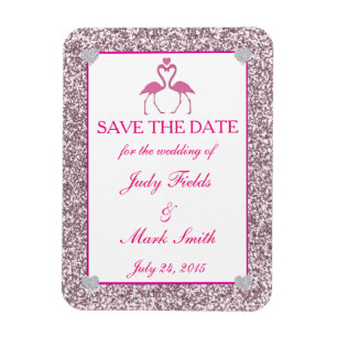 Rosa Faux Glitter Flamingo Spara datum magneter