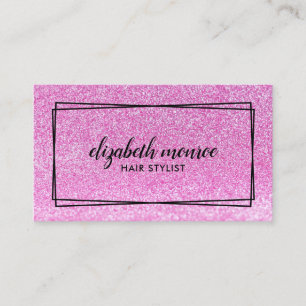 Rosa Faux Glitter Hairstylist Makeup Salon Script Visitkort