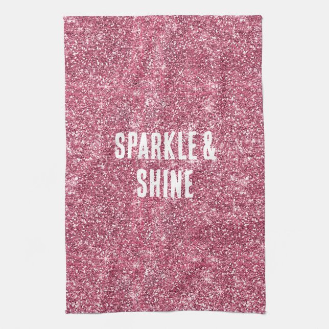 Rosa Faux Glitter Kökshandduk (Vertikal)