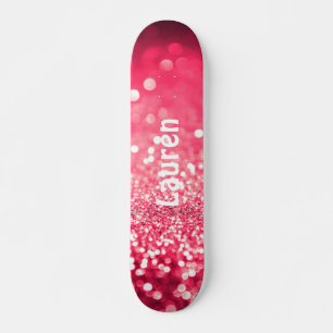 Rosa Faux Glitter Personlig Girls Skateboard