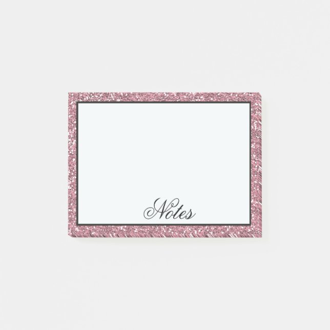 Rosa Faux Glitter Post-it Block (Framsida)