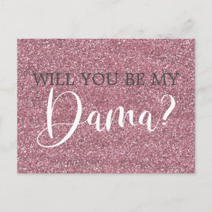 Rosa Faux Glitter Quinceanera Dama Frieri Inbjudan Vykort