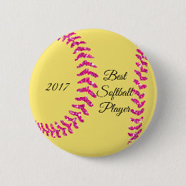 Rosa Faux Glitter Softball Stitches Knapp