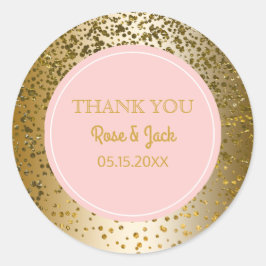 Rosa Faux Glitter Wedding Favor Runt Klistermärke