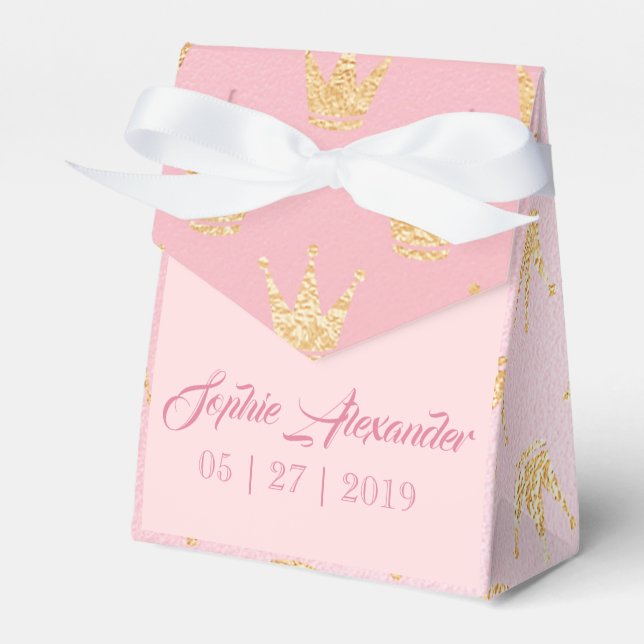 Rosa Faux Guld Girly Birthday Presentaskar (Framsidan Sidan)