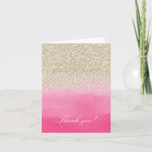 Rosa Faux Guld Glitter Confetti Tack (Framsida)