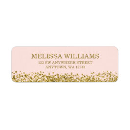  Rosa Faux Guld Glitter Returadress Etikett