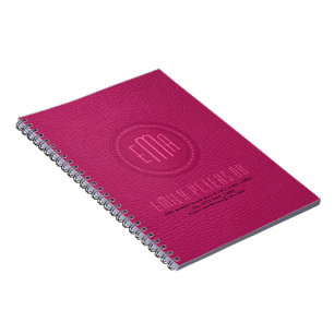 Rosa Faux Leather Titta Monogram Anteckningsbok Med Spiral