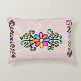 Rosa Faux Marble & Doodles Prydnadskudde