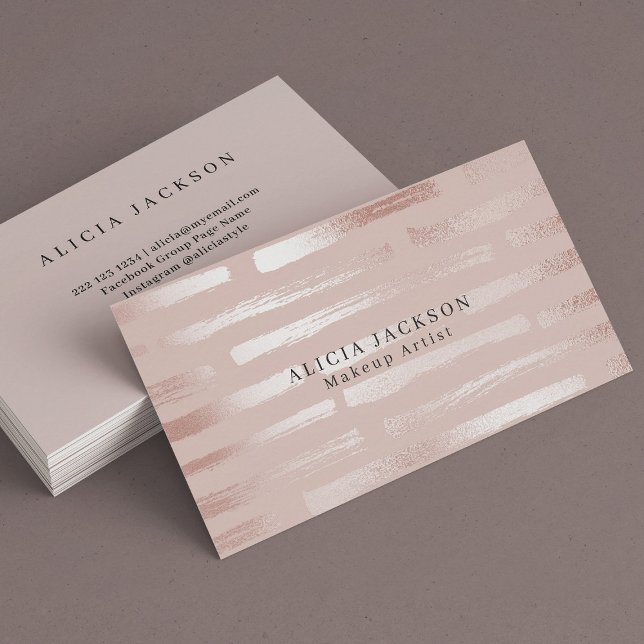  Rosa Faux Ro Guld Elegant Makeup Artist Visitkort (Skapare uppladdad)