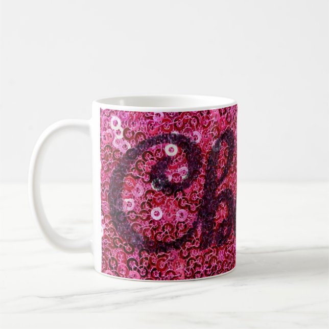 Rosa Faux Sequins Cheers Coffee Mugg (Vänster)