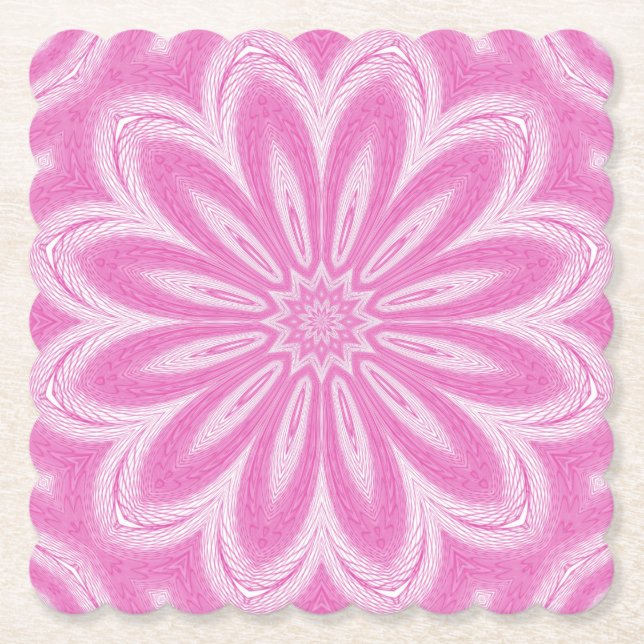 Rosa Faux Tulle Flower Design Papper Kopp Underlägg Papper (Framsida)