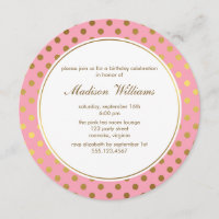 Rosa Fauxguld omkullkastar polka dotsmönster