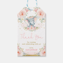 Rosa  favoriter för Elephant Girl Baby Shower Fave Presentetikett