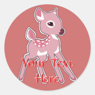 Rosa Fawn Stickers Runt Klistermärke