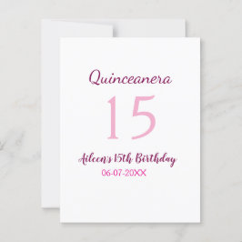 Rosa fe 15-årsdag enkel moder quinceanera vykort