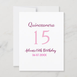 Rosa fe 15-årsdag enkel moder quinceanera vykort