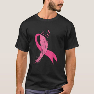 Rosa Feather Ribbon Breast Cancer Awareness Manar T Shirt