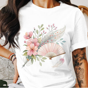 Rosa Feathers och Fläkt T-Shirt