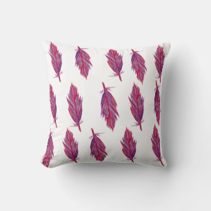 Rosa Feathers Watercolor Throw Cushion Kudde