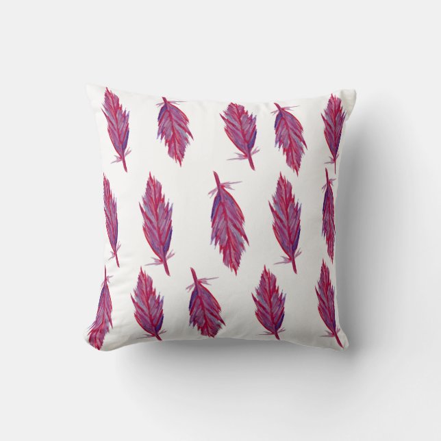 Rosa Feathers Watercolor Throw Cushion Kudde (Framsida)