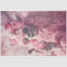 Rosa Feathery Llama med Parfym Decoupage