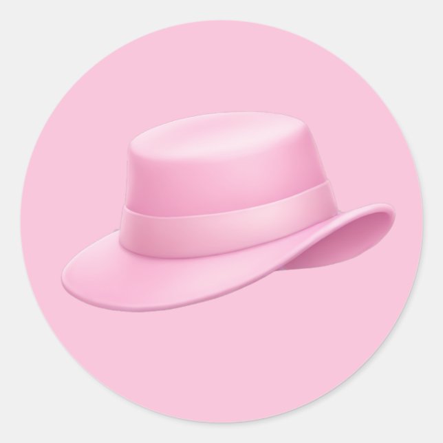Rosa Fedora Emoji - Runt Klistermärke (Framsida)