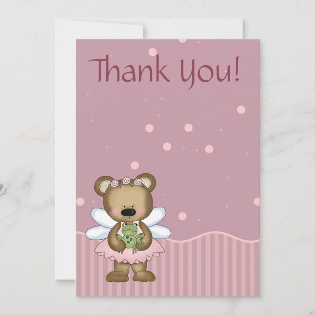 Rosa felik Princess tack för nalle Kort (Framsida)