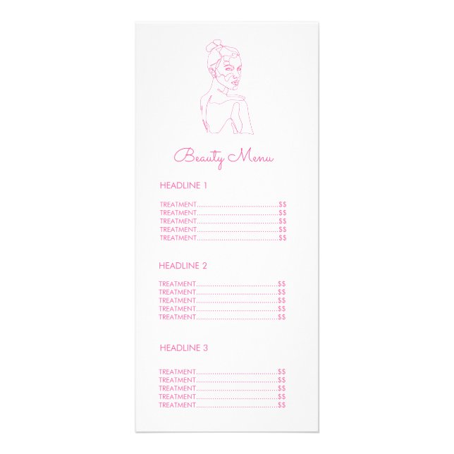 Rosa Female Line Teckning Beauty Business Menu Reklamkort (Framsidan)