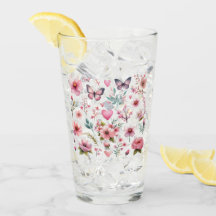 Rosa Feminina blommor och fjärilar